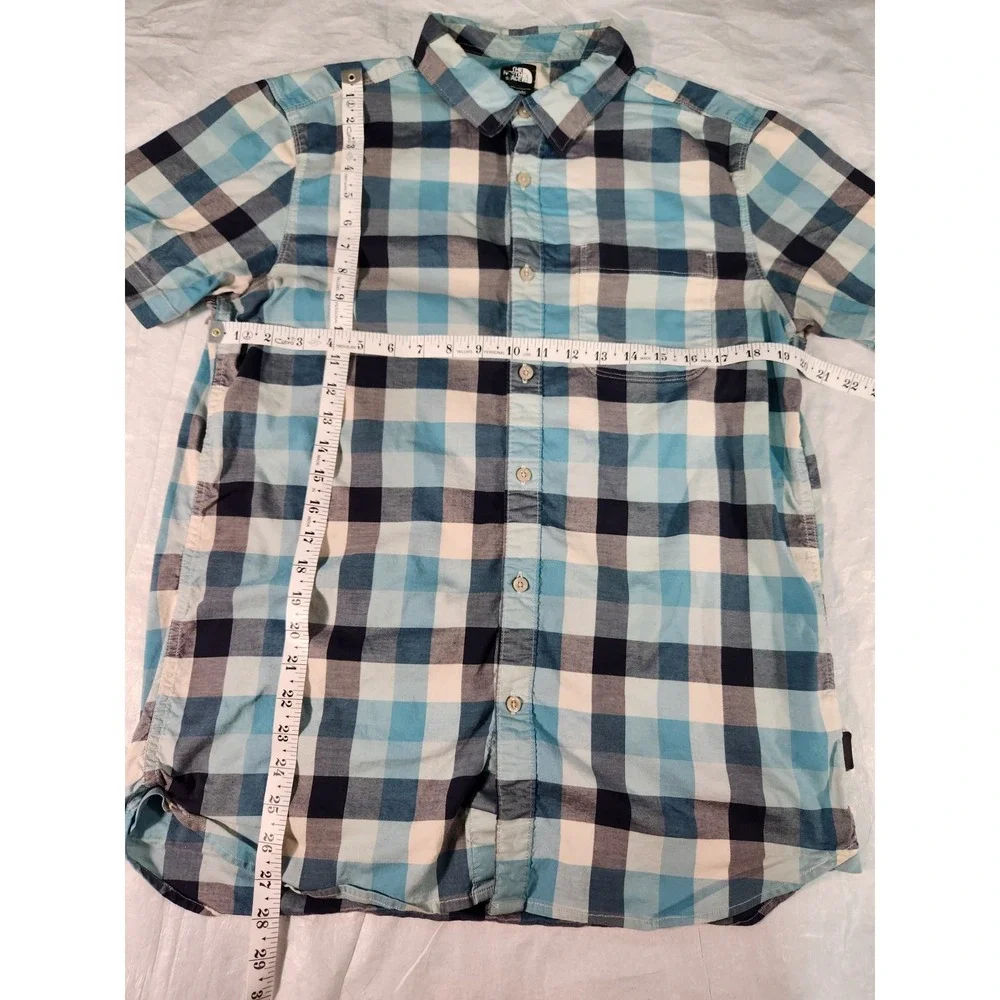 The North Face Shirt Mens Large Blue Plaid Top Collared Button Outdoor Casual L